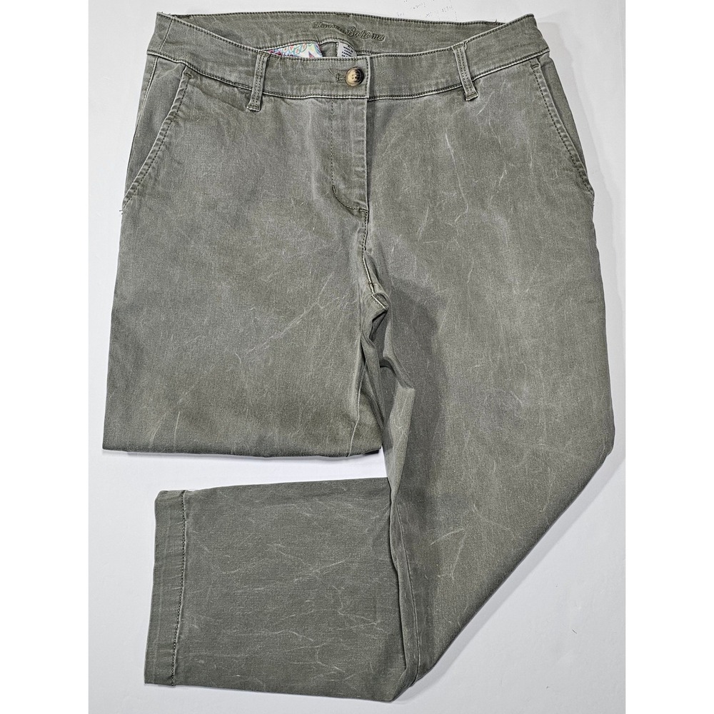 Tommy Bahama Boracay Olive Green Cropped Chino Pants Womens 4 Distressed Sateen